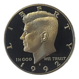 Moeda De Prata Kennedy Half Dollar Usa Proof. Fc De 1992 s 